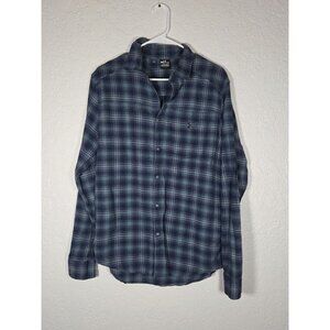 Under Armour Mens Size Medium Fitted Flannel Collared Button Shirt Blue Plaid